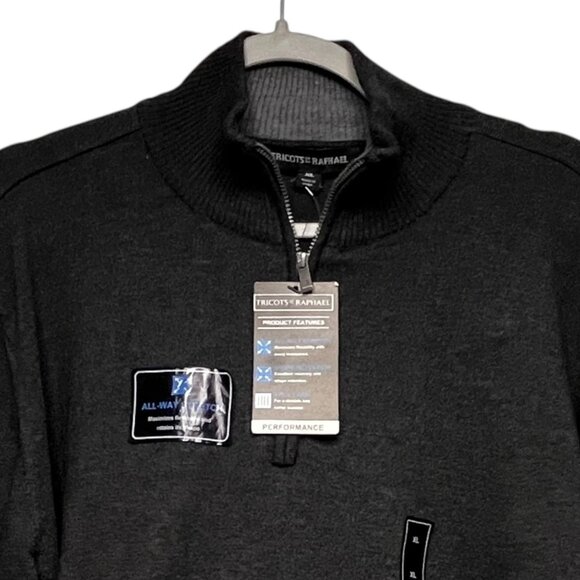 Tricots St. Raphael Pullover 1/4 Zip Sweater Dark Gray Mens XL NEW VTG 2017 - Picture 3 of 9